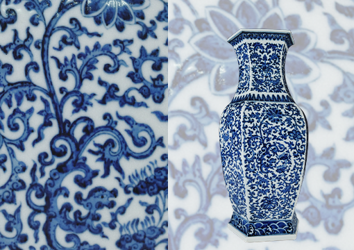 Blue and white Hexagonal Vase Guaner